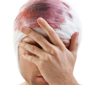 bandaged head wound