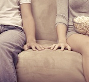 Young couple on couch